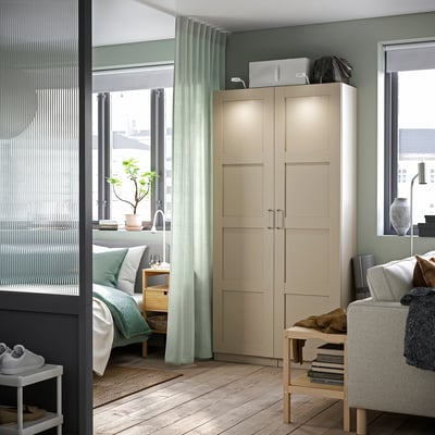 PAX / BERGSBO Wardrobe combination, grey-beige/grey-beige, 100x60x201 cm