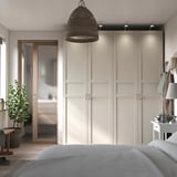 PAX / FLISBERGET Wardrobe combination, grey-beige/light beige, 200x60x236 cm