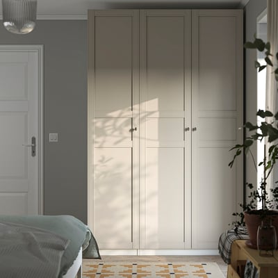 PAX / FLISBERGET Wardrobe combination, white/light beige, 150x60x236 cm