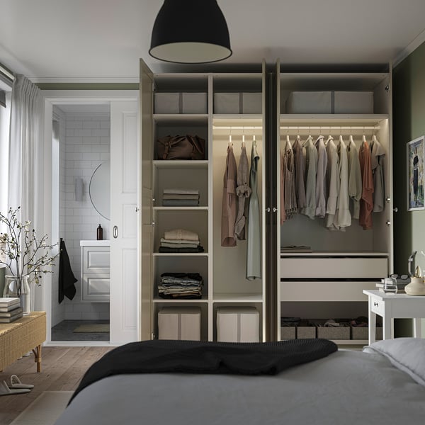 PAX / FLISBERGET Wardrobe, white/light beige, 200x60x236 cm