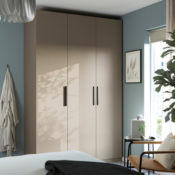 PAX / FORSAND Wardrobe combination, grey-beige/grey-beige, 150x60x236 cm
