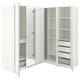 PAX / GRIMO/ÅHEIM Corner wardrobe, white/white mirror glass, 210/160x201 cm