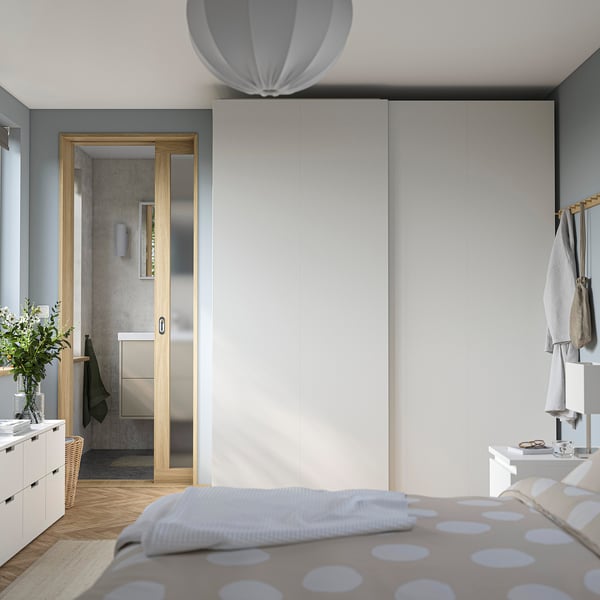 PAX / HASVIK Wardrobe, white/white, 200x66x236 cm