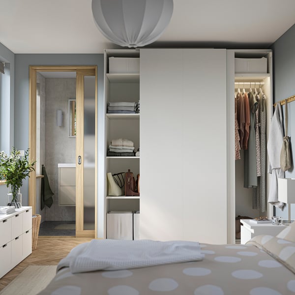 PAX / HASVIK Wardrobe, white/white, 200x66x236 cm