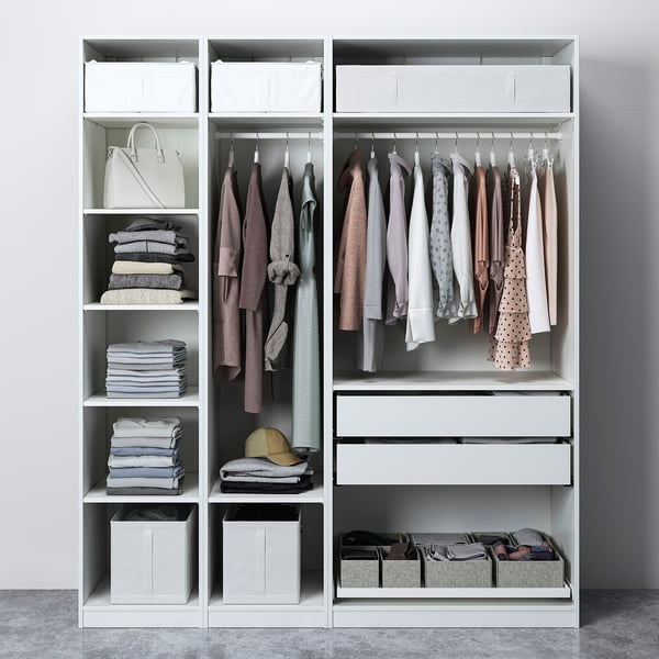 PAX / MEHAMN Wardrobe with sliding doors, white/double sided light green, 200x66x236 cm