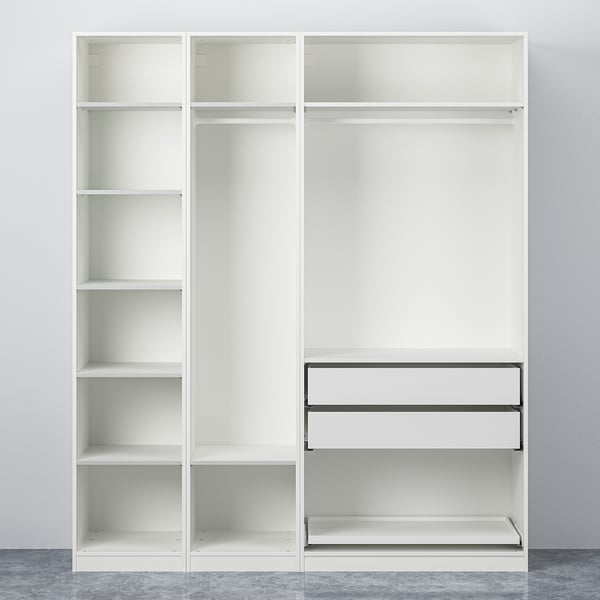PAX / MEHAMN Wardrobe with sliding doors, white/double sided light green, 200x66x236 cm