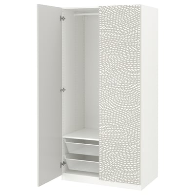 PAX / MISTUDDEN Wardrobe combination, white/grey patterned, 100x60x201 cm