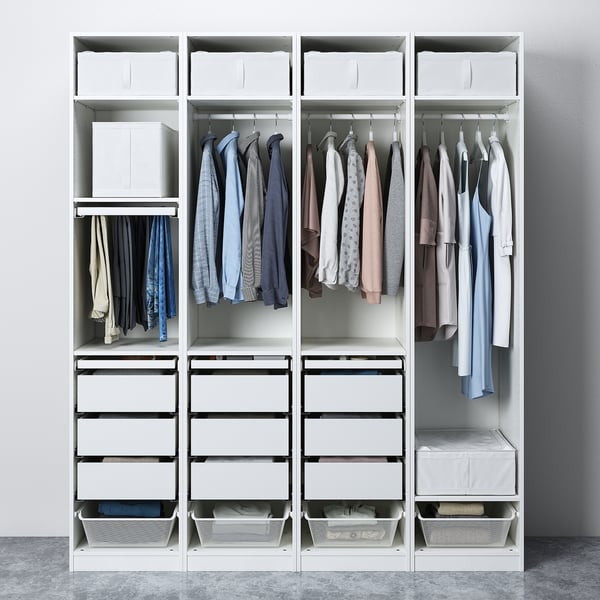 PAX / REINSVOLL Wardrobe combination, white/grey-beige, 200x60x236 cm