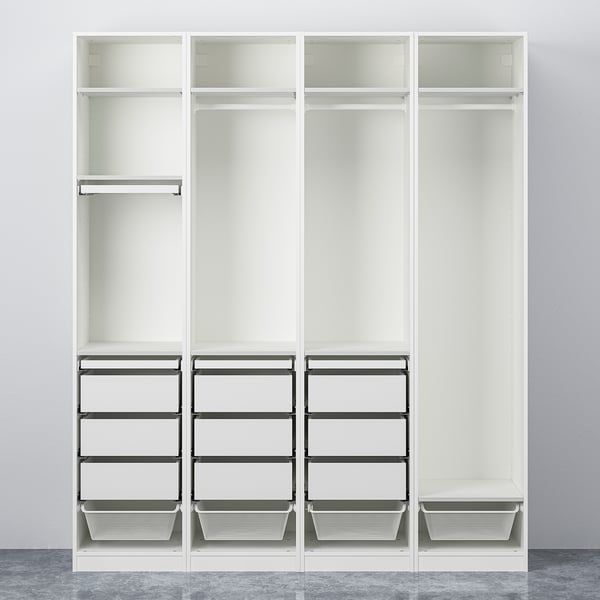 PAX / REINSVOLL Wardrobe combination, white/grey-beige, 200x60x236 cm