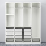 PAX / REINSVOLL Wardrobe combination, white/grey-beige, 200x60x236 cm