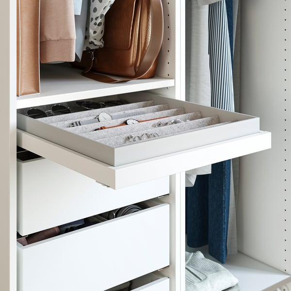 PAX / REINSVOLL Wardrobe combination, white/grey-beige, 200x60x236 cm