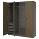PAX / TONSTAD Wardrobe combination, dark grey brown/stained oak veneer glass, 200x60x236 cm