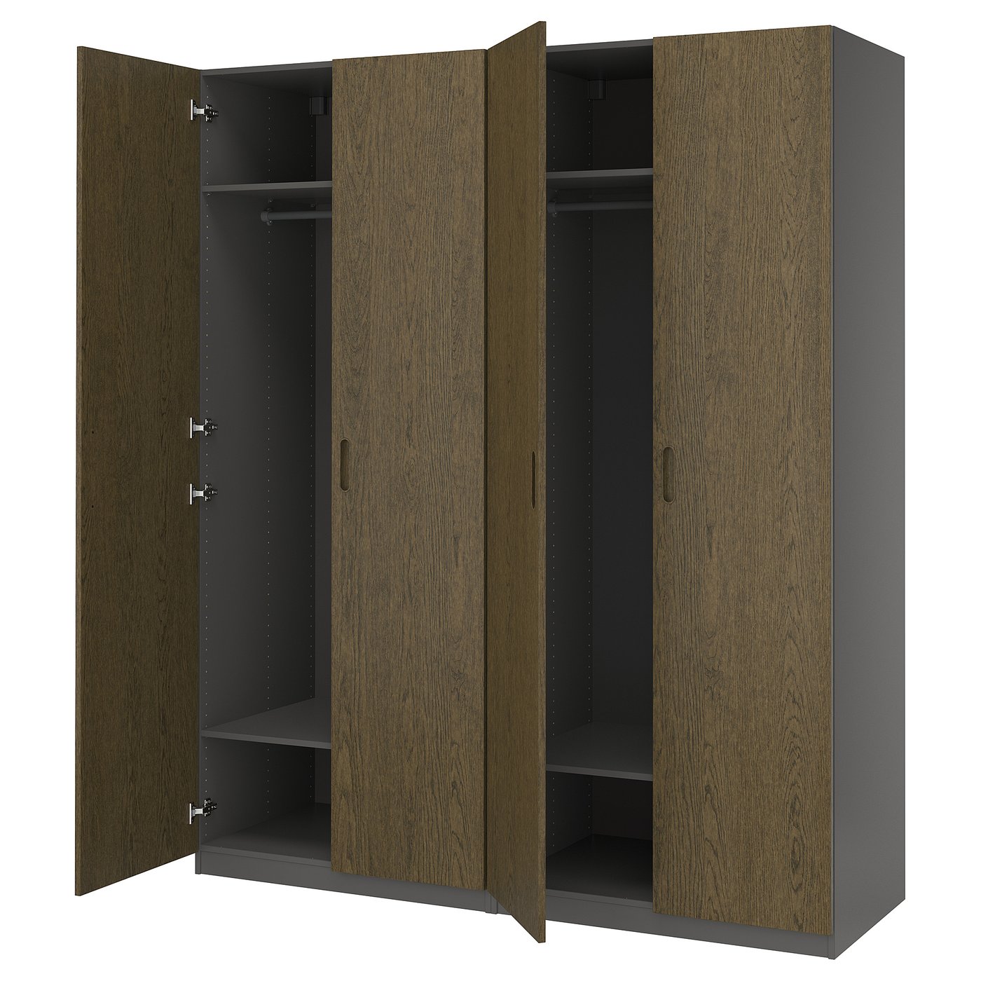 PAX / TONSTAD Wardrobe combination, dark grey/brown stained oak veneer, 200x60x236 cm (78 3/4x23 5/8x93 1/8 ")