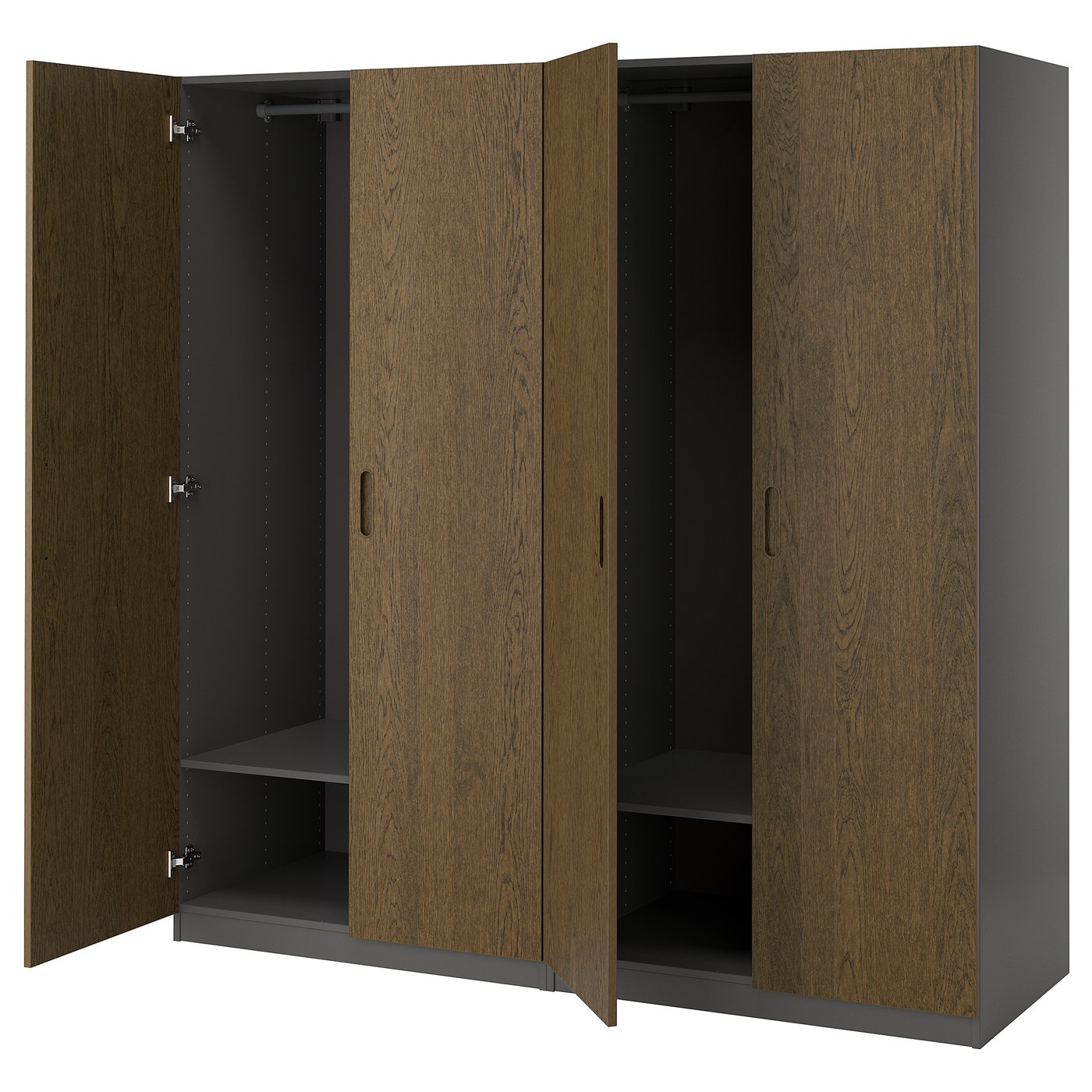 PAX / TONSTAD Wardrobe combination, dark grey/brown stained oak veneer, 200x60x201 cm (78 3/4x23 5/8x79 1/4 ")