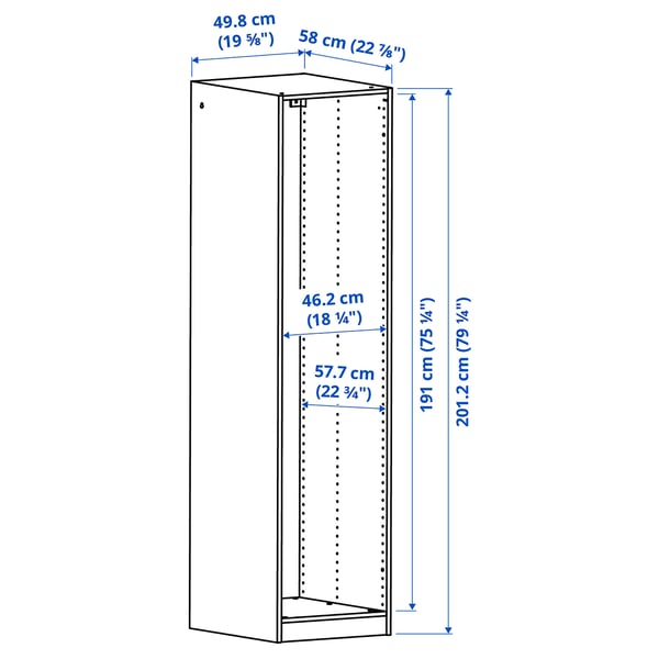 PAX Wardrobe frame, grey-beige, 50x58x201 cm
