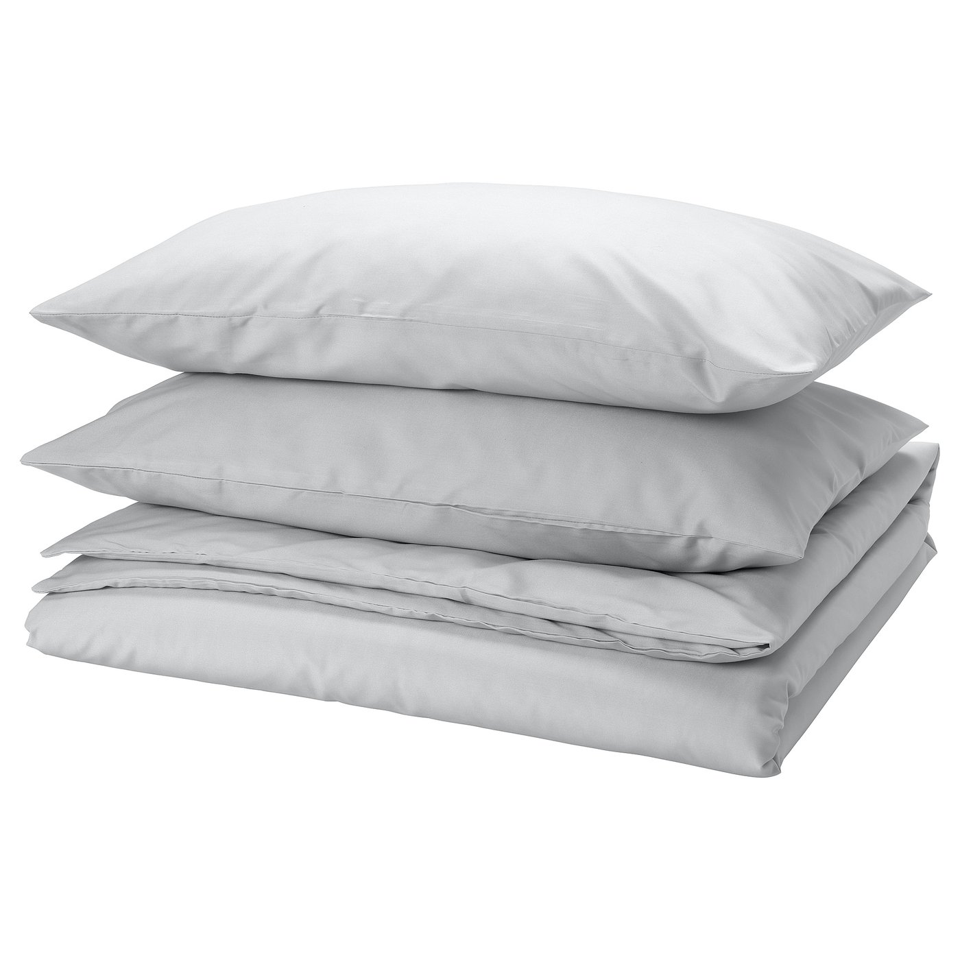 PILTANDVINGE bedding set, grey, smooth fabric, rectangle, button closure.