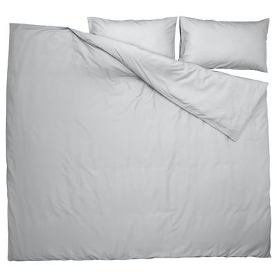 PILTANDVINGE grey bedding set, smooth polyester-viscose, rectangular, simple, eco-friendly.