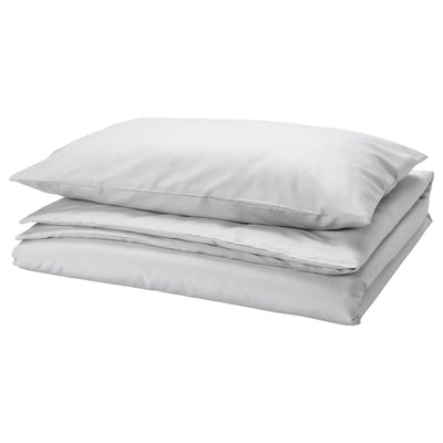 PILTANDVINGE Duvet cover and pillowcase, grey, 150x200/50x80 cm
