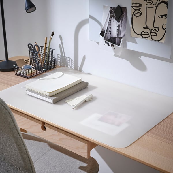 PLÖJA Desk pad - white/transparent 65x45 cm (25 ½x17 ¾ )