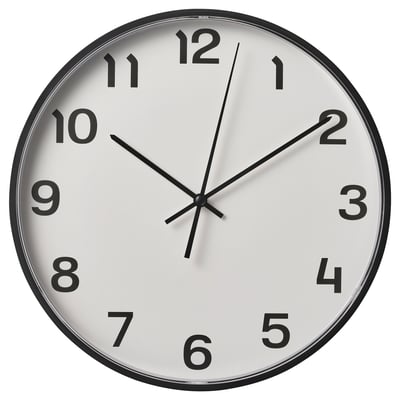 PLUTTIS Wall clock, black, 28 cm