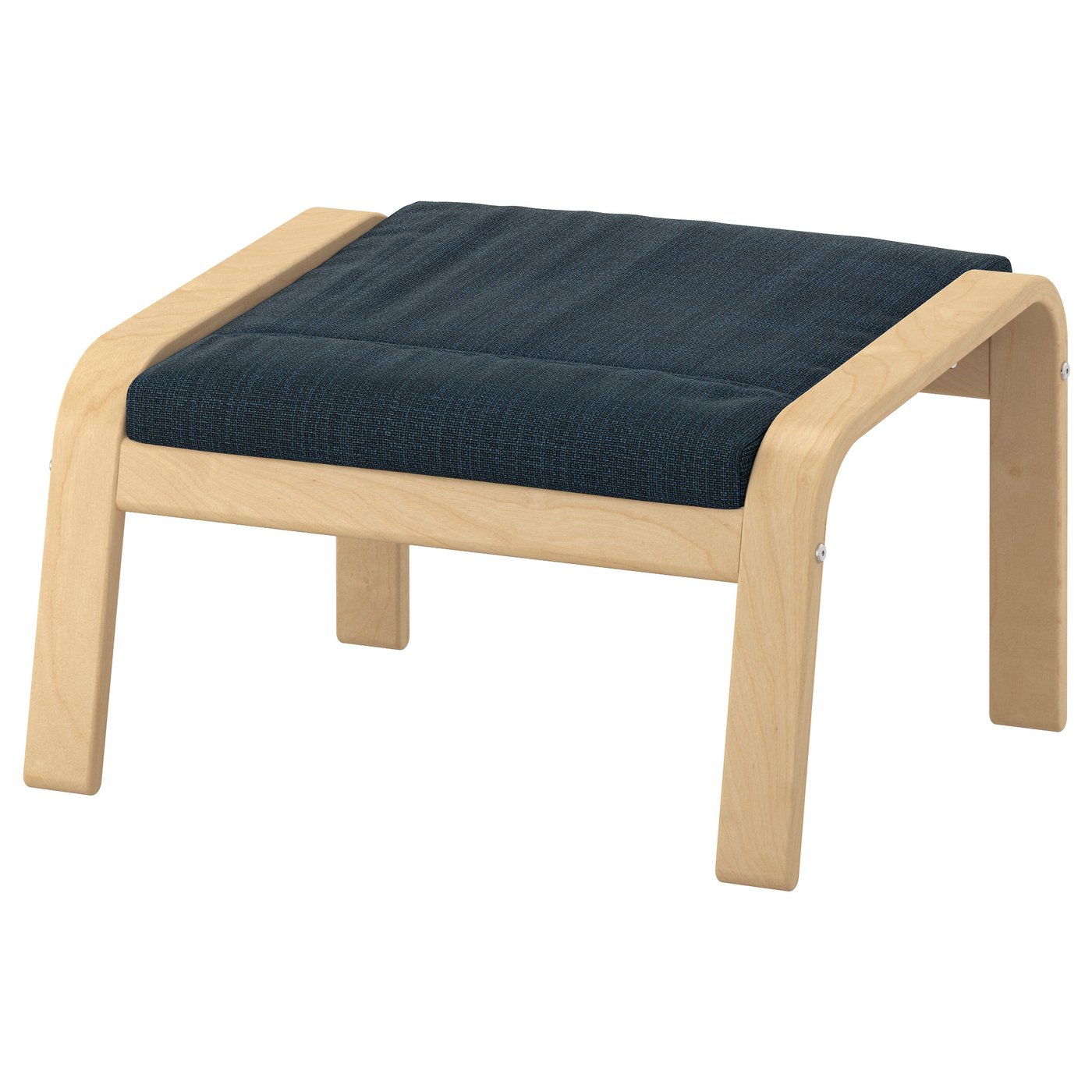 POÄNG Footstool birch veneer/Hillared dark blue