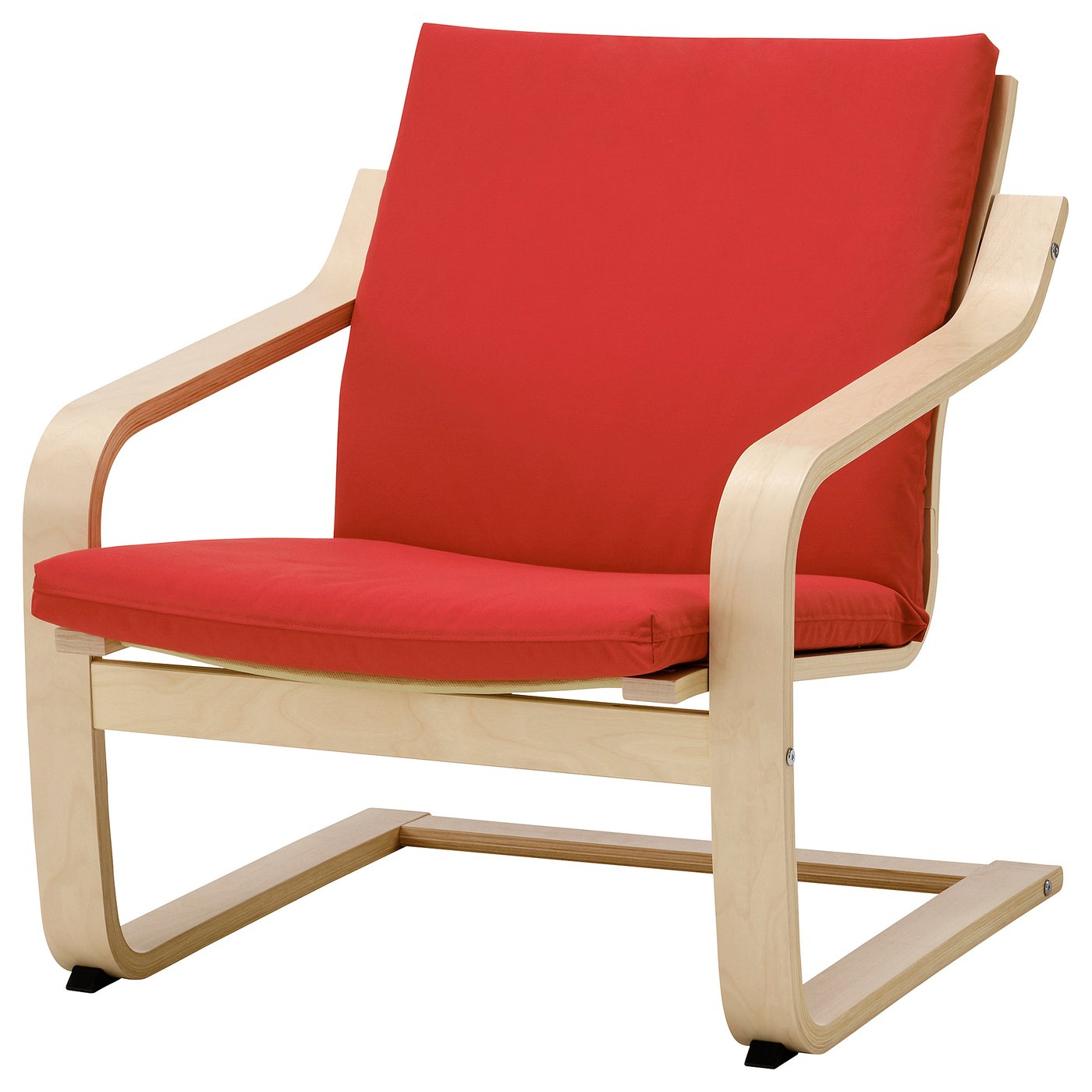 POÄNG low-back armchair, natural colour/beige/Vissle red IKEA