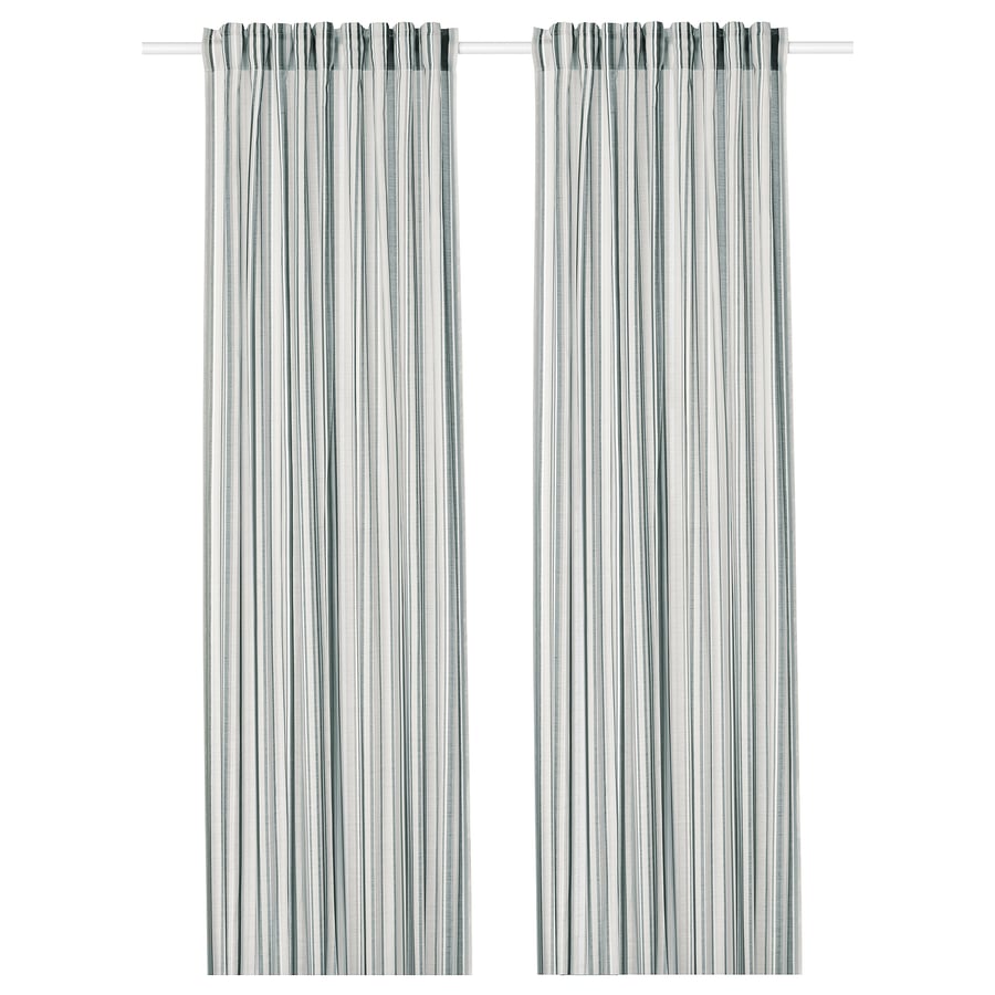 PRAKTKLOCKA Curtains, 1 pair grey, striped IKEA