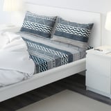 PROVINSROS Flat sheet and 2 pillowcase, white/blue, 240x260/50x80 cm