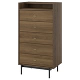 RÅDMANSÖ Chest of 5 drawers, brown walnut effect, 70x48x132 cm