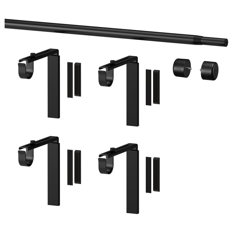 Select Curtain Rods RÄCKA curtain rod combination, with wall/ceiling brackets/with finials ...