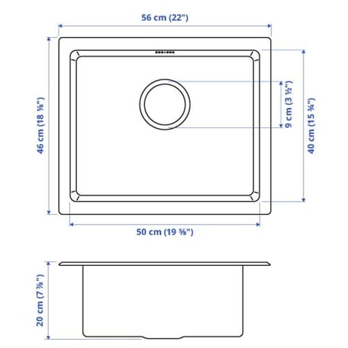 Illustration with measurements for the product: RAFTAN.