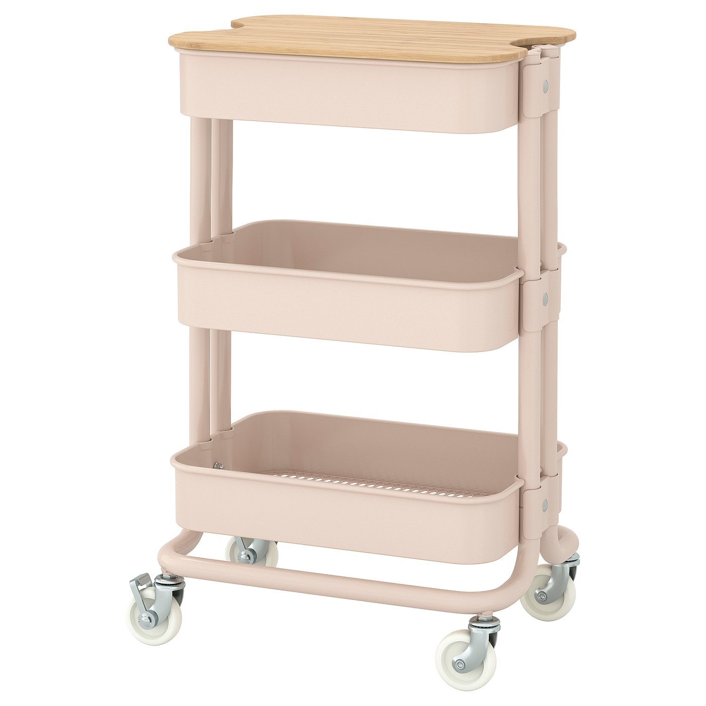 RÅSKOG / NORRÅVA Trolley with lid, pink, 28x38x62 cm (11x15x24 1/4 ")