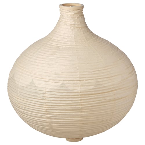 RISBYN white lamp: rice paper, birch veneer, round, layered design.