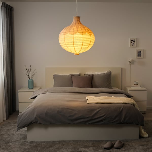 RISBYN Pendant lamp shade, onion shape/beige, 57 cm