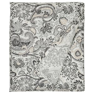 RODGERSIA flat sheet, cream with grey paisley. Rectangular, soft cotton-viscose blend.