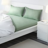 RÖDVED Flat sheet and 2 pillowcase, white/green, 240x260/50x80 cm