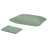 RÖDVED Flat sheet and pillowcase, white/green, 150x260/50x80 cm