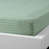 RÖDVED Flat sheet and pillowcase, white/green, 150x260/50x80 cm