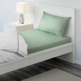 RÖDVED Flat sheet and pillowcase, white/green, 150x260/50x80 cm