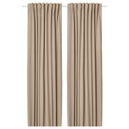 ROSENMANDEL room darkening curtains, 1 pair, yellowbeige, 135x250 cm