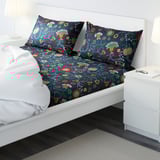 ROSENRIPS Flat sheet and 2 pillowcase, blue/patterned, 240x260/50x80 cm
