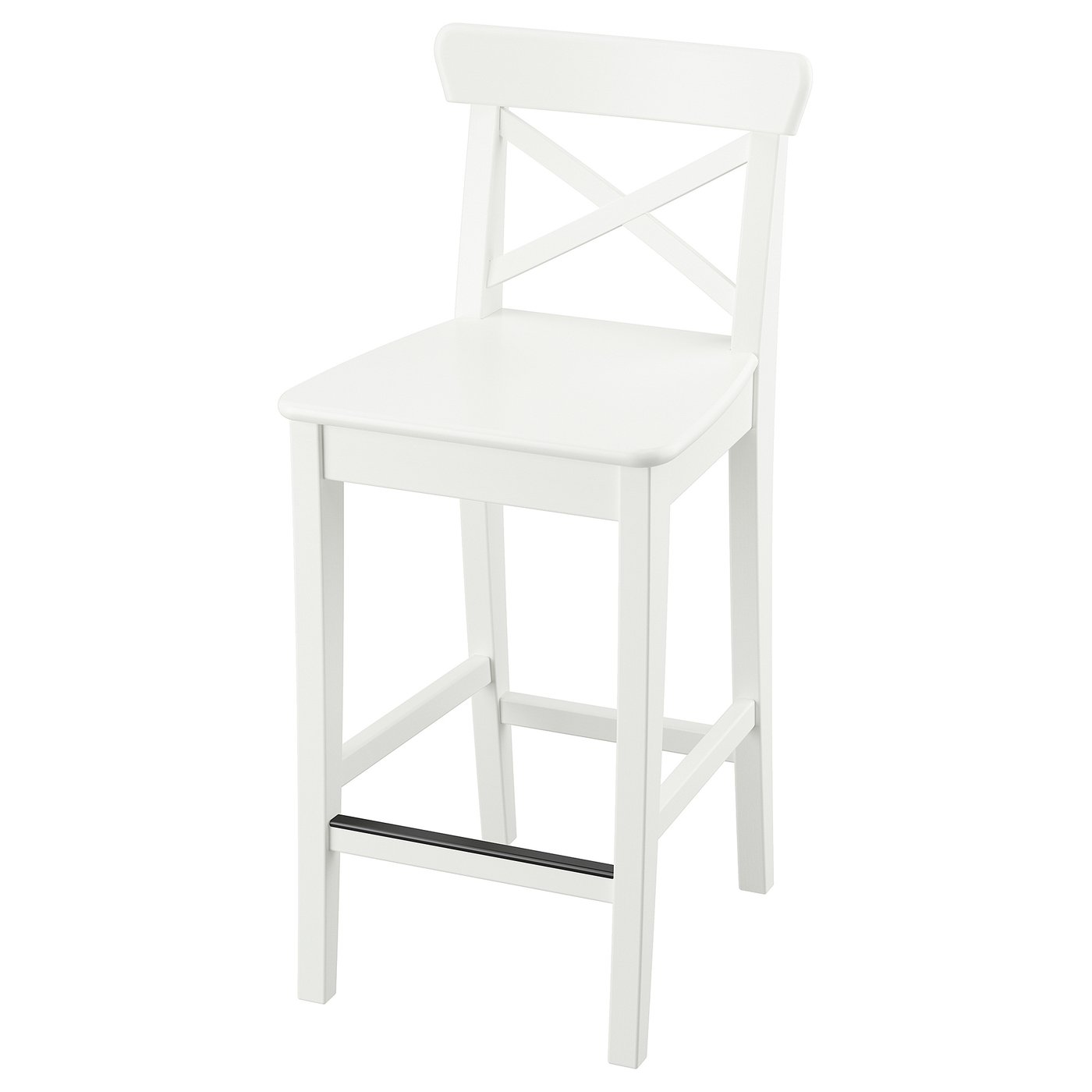 ROSENTORP Bar stool with backrest, counter height/white, 63 cm (24 3/4 ")