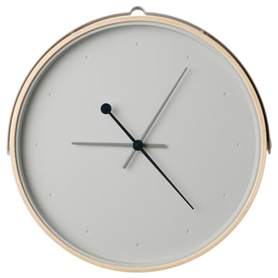 ROTBLÖTA Wall clock, ash veneer/light grey, 42 cm