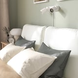 SAGESUND Upholstered bed frame, Gräsbo white/Leirsund, 180x200 cm