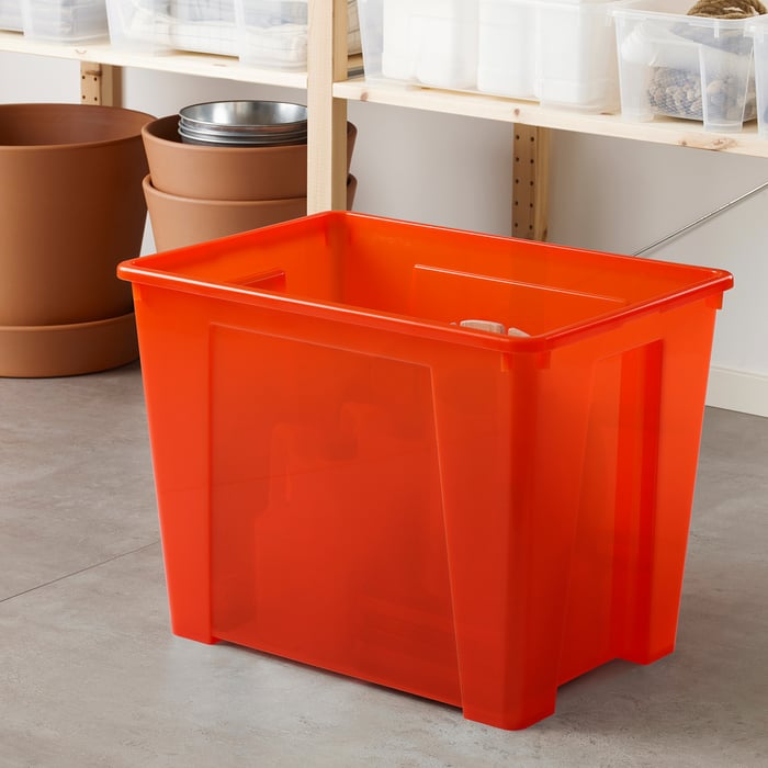 SAMLA box, orange, 56x39x42 cm/65 l (22x15 ¼x16 ½"/17 gallon) IKEA