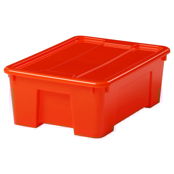 SAMLA box with lid, orange, 39x28x14 cm/11 l (15 ¼x11x5 ½"/372 oz) IKEA