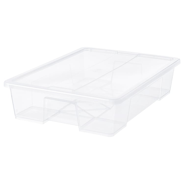SAMLA box with lid, transparent, 79x57x18 cm/55 l (31x22 ½x7"/15 gallon