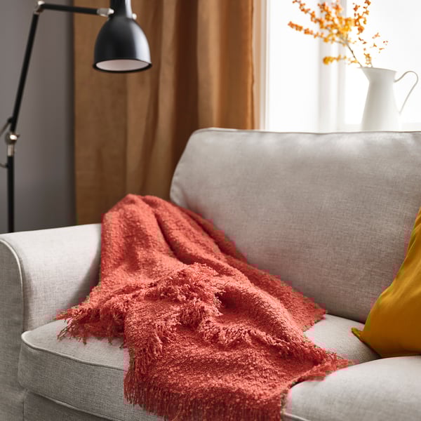 SANDBRODD Throw, orange-red, 130x170 cm