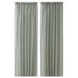 SANDDÅDRA Sheer curtains, 1 pair, green/with rod pocket, 145x250 cm
