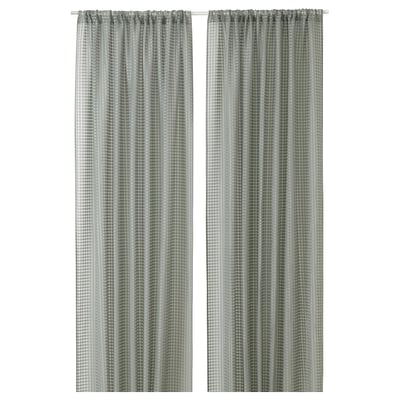 SANDDÅDRA Sheer curtains, 1 pair, green/with rod pocket, 145x250 cm